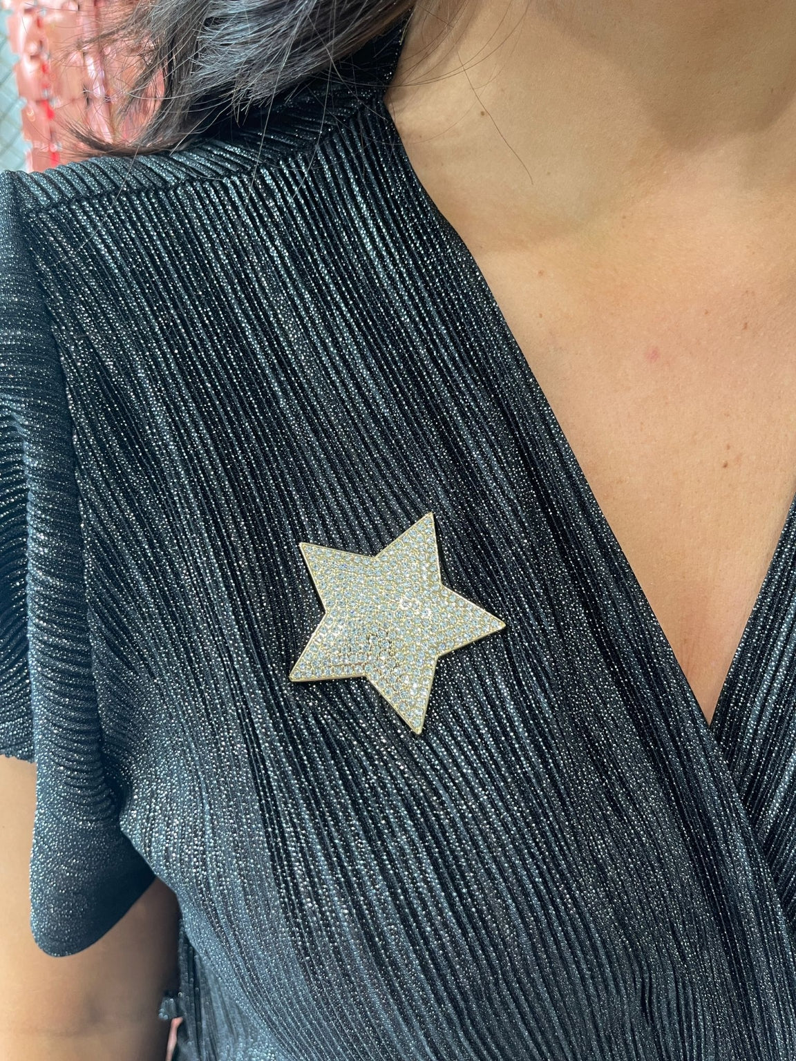 Magnetic Diamante Star Brooch