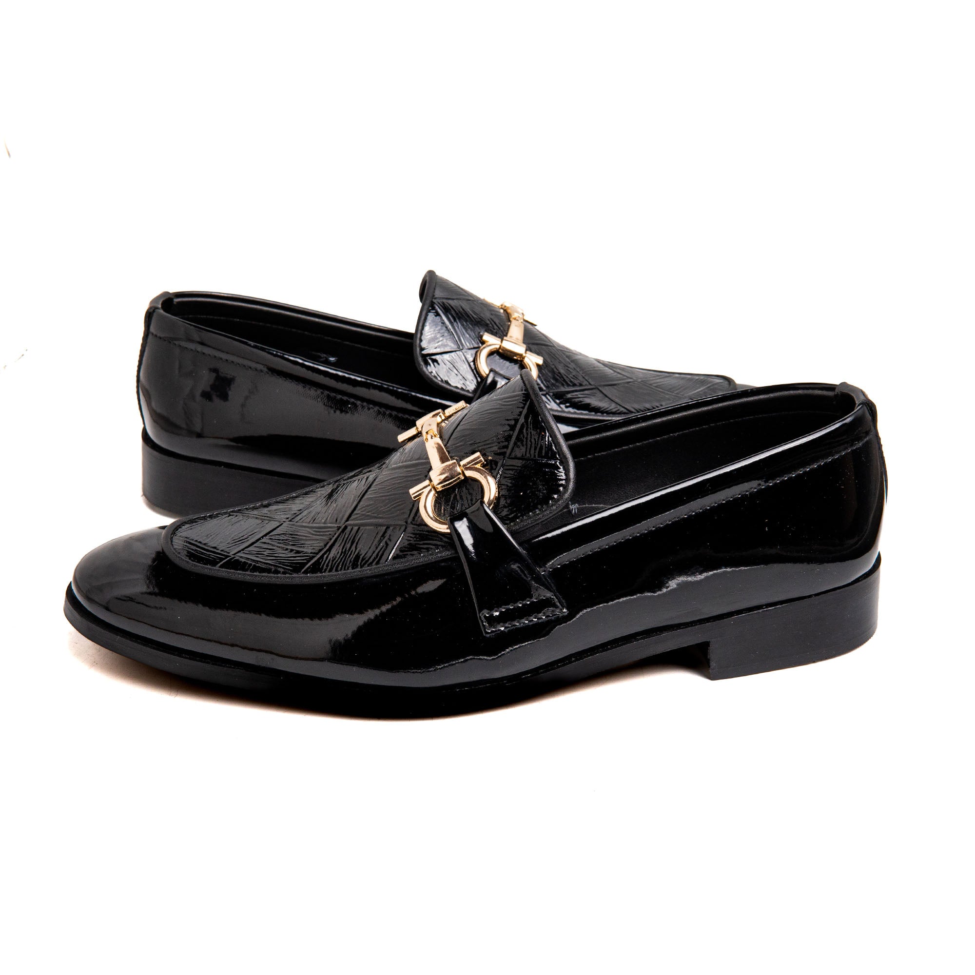 Men Black Shine Imported PU Leather Shoes