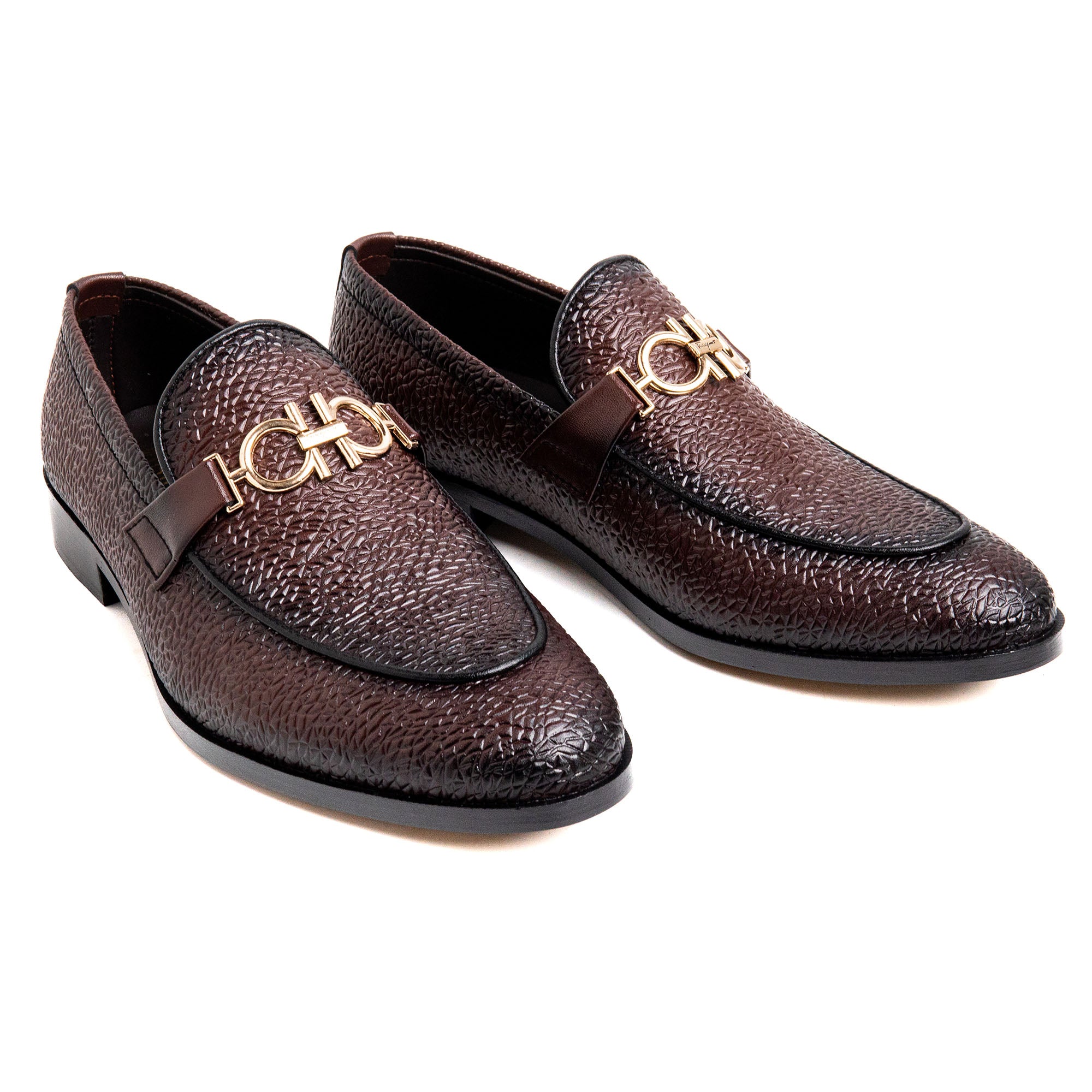 Men Brown Engraved Imported PU Leather Shoes