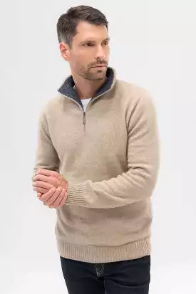 Mens Contrast Half Zip Sweater