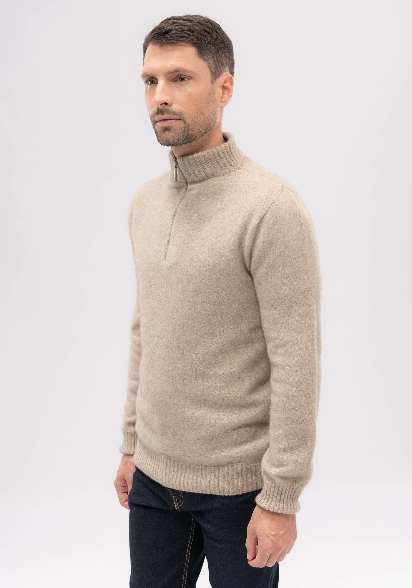 Mens Contrast Half Zip Sweater