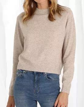 Minnie Rose Crewneck Cashmere Sweater - Taupe