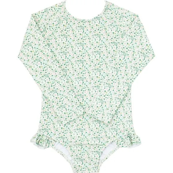 Minnow Girls Sea Marsh Floral Rashguard One Piece