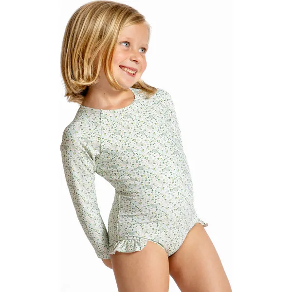 Minnow Girls Sea Marsh Floral Rashguard One Piece