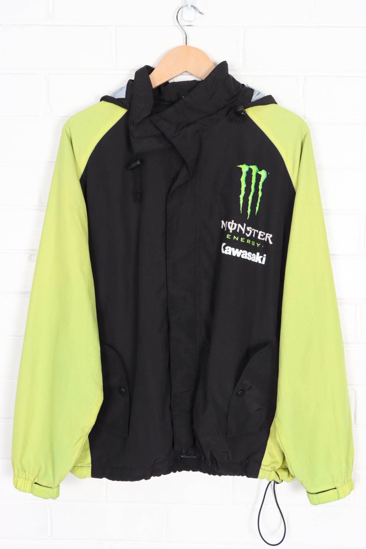 Monster Energy KAWASAKI Windbreaker Jacket with Retractable Hood (L)