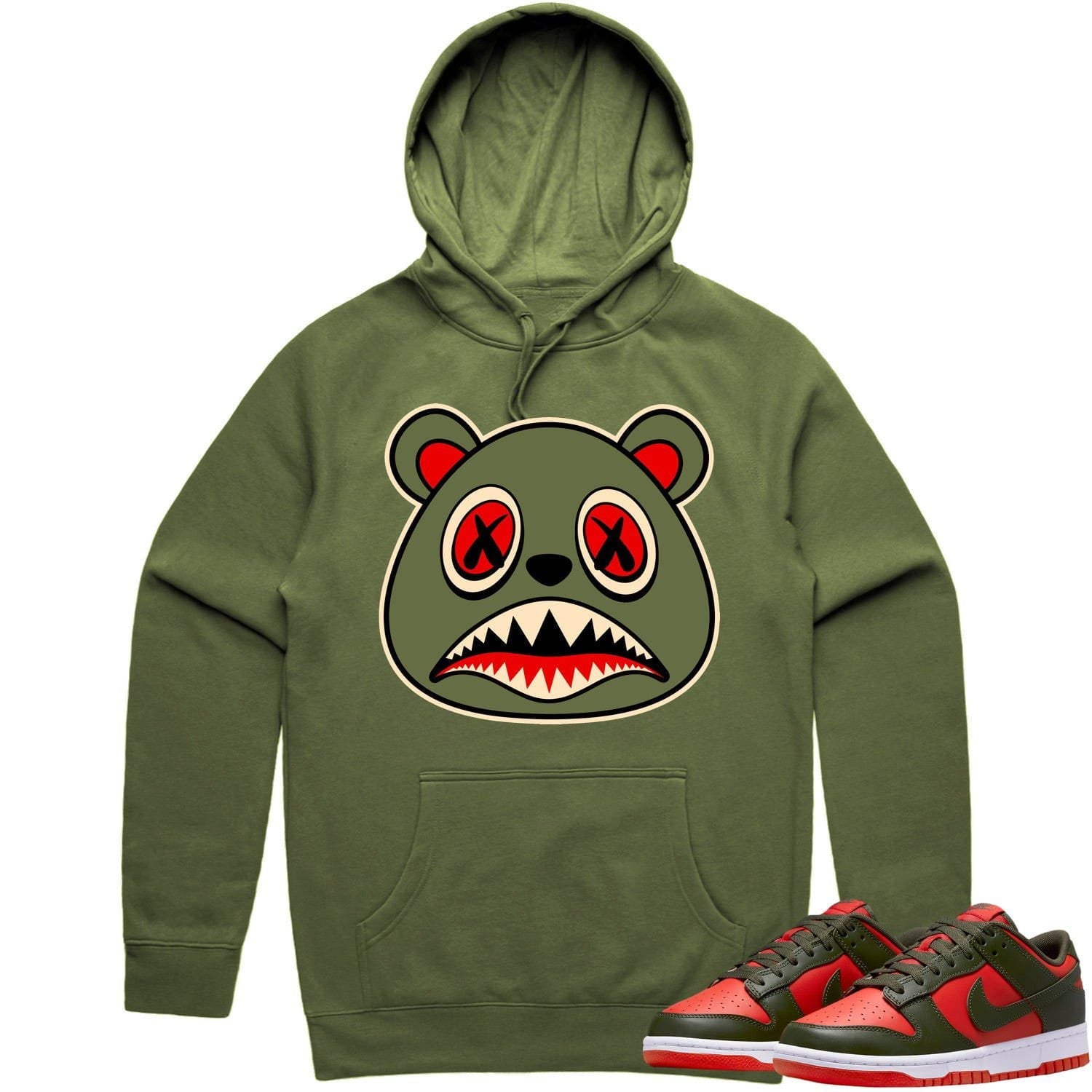 Mystic Red Dunks Hoodie to Match - OLIVE BAWS BEAR