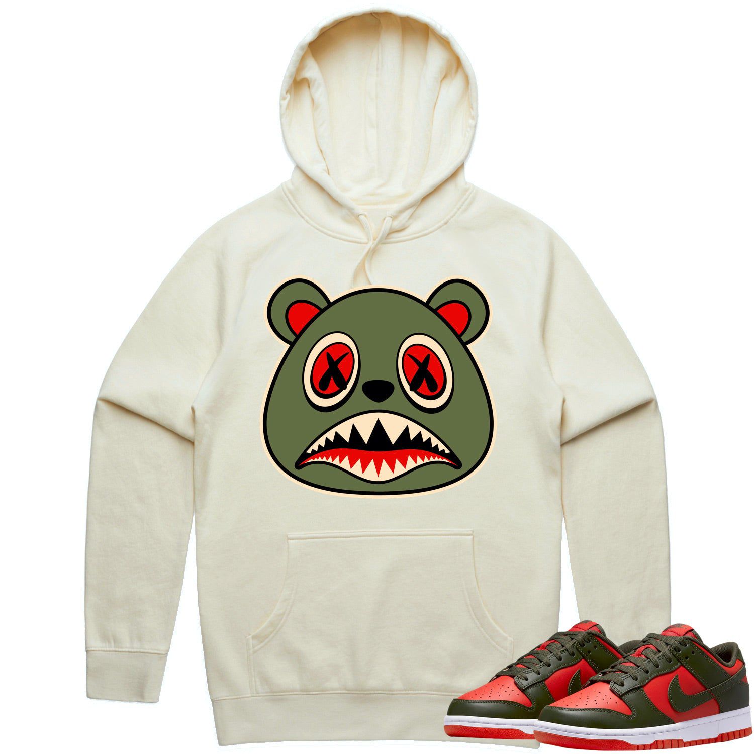 Mystic Red Dunks Hoodie to Match - OLIVE BAWS BEAR