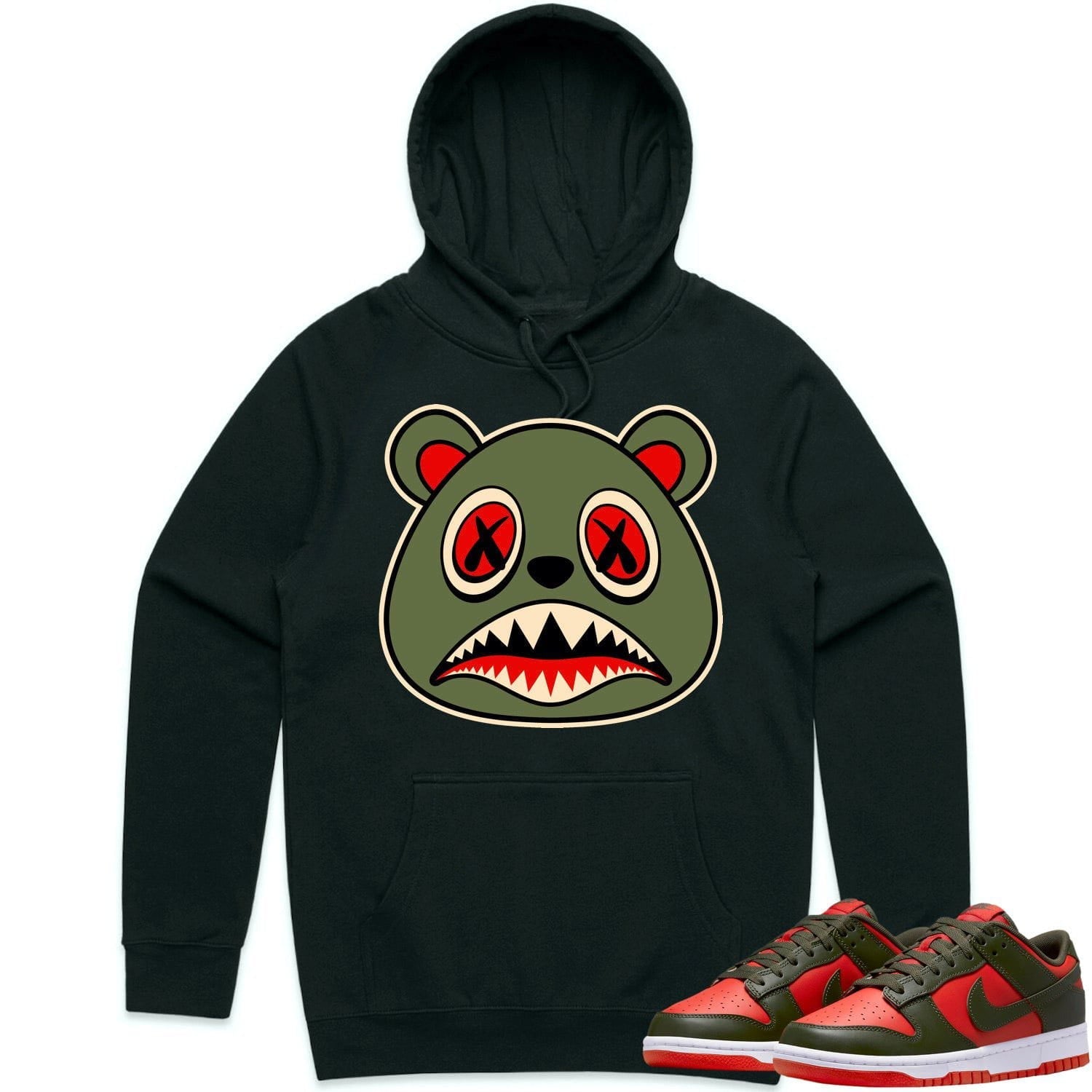 Mystic Red Dunks Hoodie to Match - OLIVE BAWS BEAR