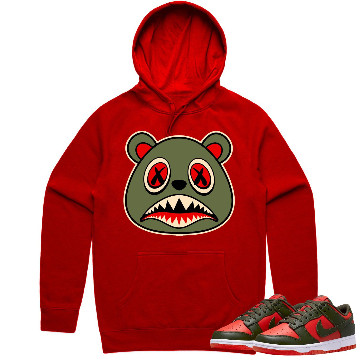 Mystic Red Dunks Hoodie to Match - OLIVE BAWS BEAR