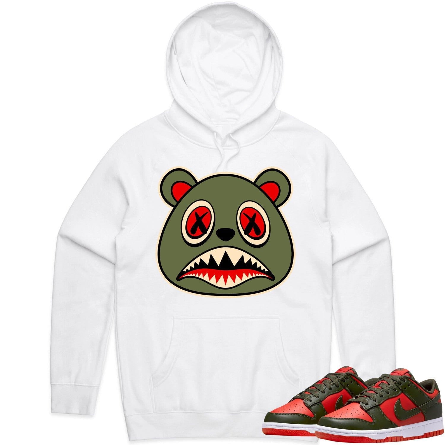 Mystic Red Dunks Hoodie to Match - OLIVE BAWS BEAR