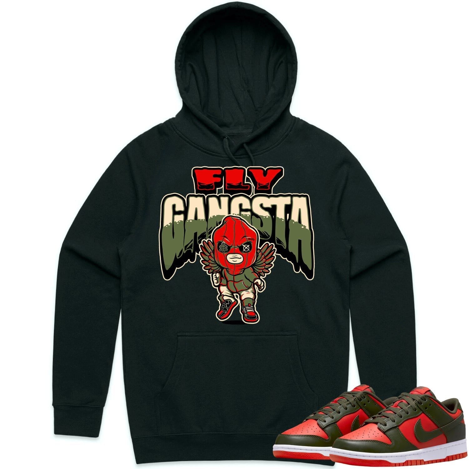 Mystic Red Dunks Hoodie to Match - OLIVE FLY GANGSTA