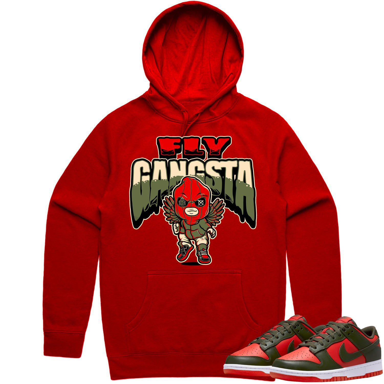 Mystic Red Dunks Hoodie to Match - OLIVE FLY GANGSTA