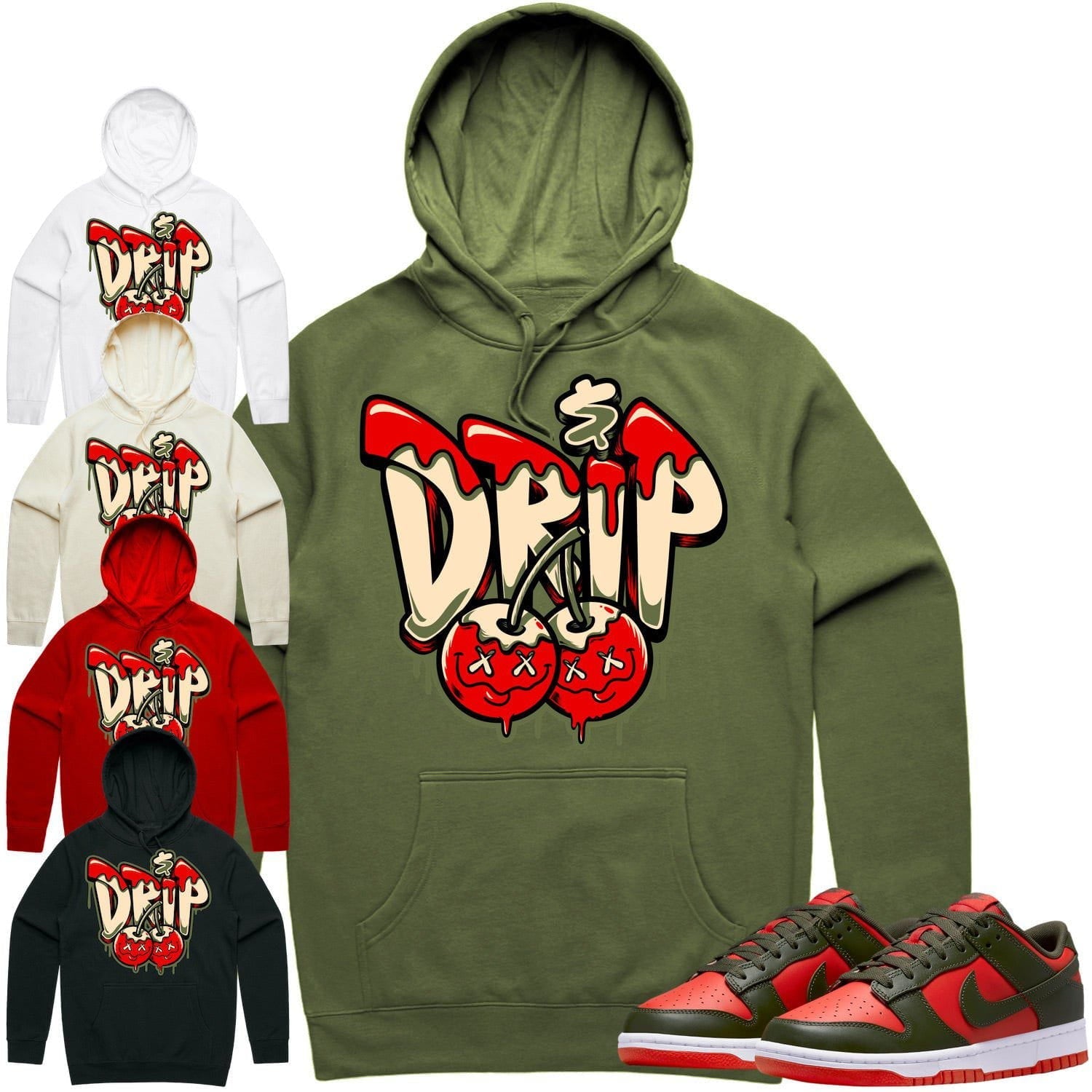 Mystic Red Dunks Hoodie to Match - OLIVE MONEY DRIP