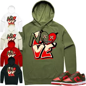 Mystic Red Dunks Hoodie to Match - OLIVE NO LOVE BAWS