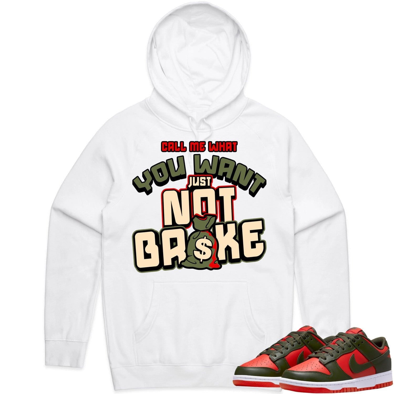 Mystic Red Dunks Hoodie to Match - OLIVE NOT BROKE