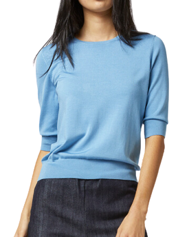 Nadine Elbow Sleeve Sweater (Azure)