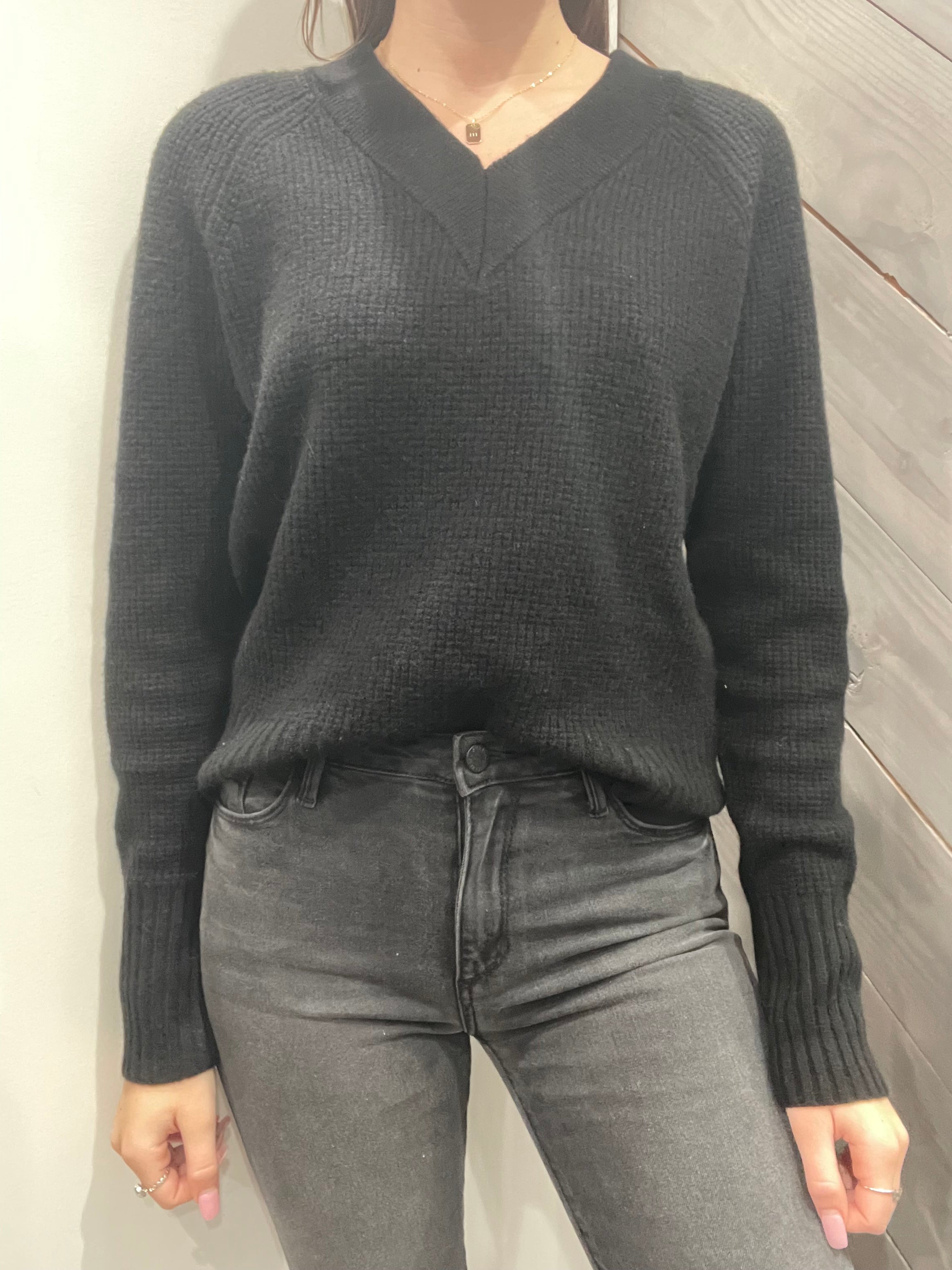 Pissenlit Black Waffle Cashmere Sweater