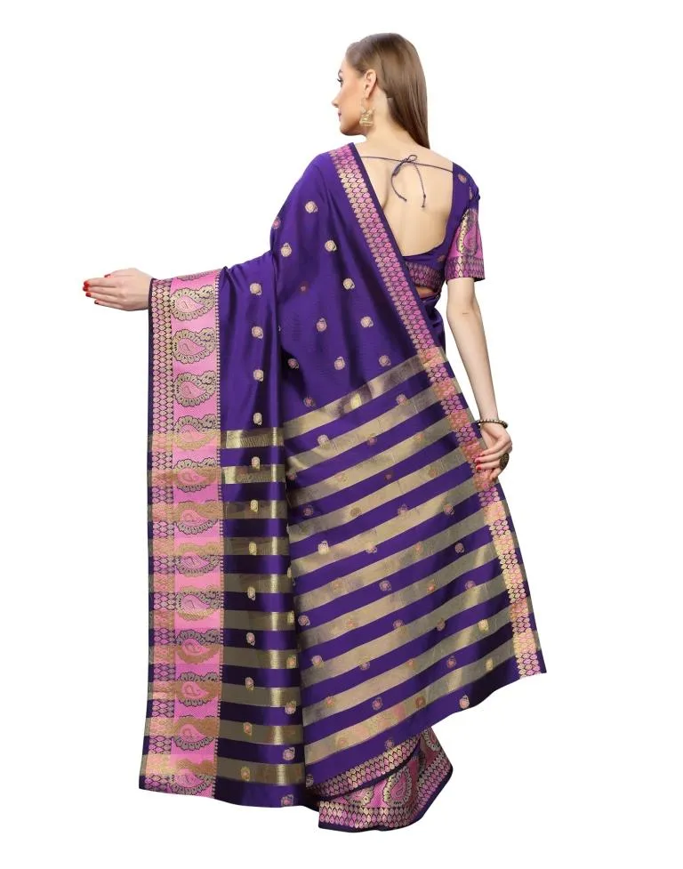 Purple Coloured Poly Silk Jacquard Partywear saree