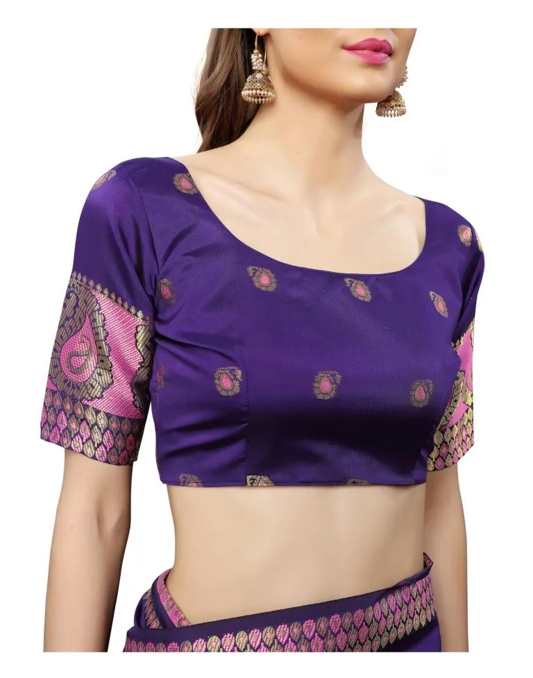 Purple Coloured Poly Silk Jacquard Partywear saree