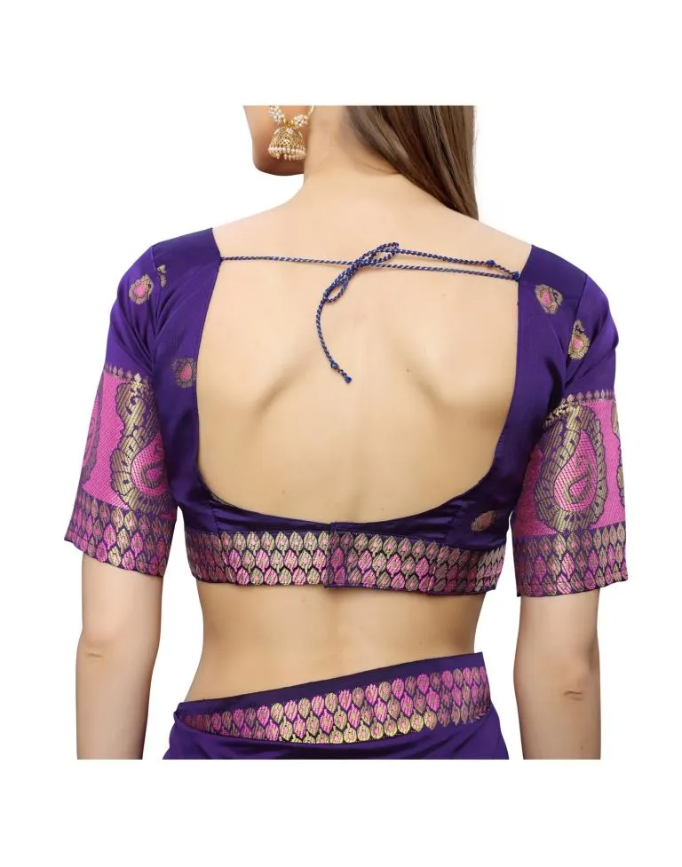 Purple Coloured Poly Silk Jacquard Partywear saree