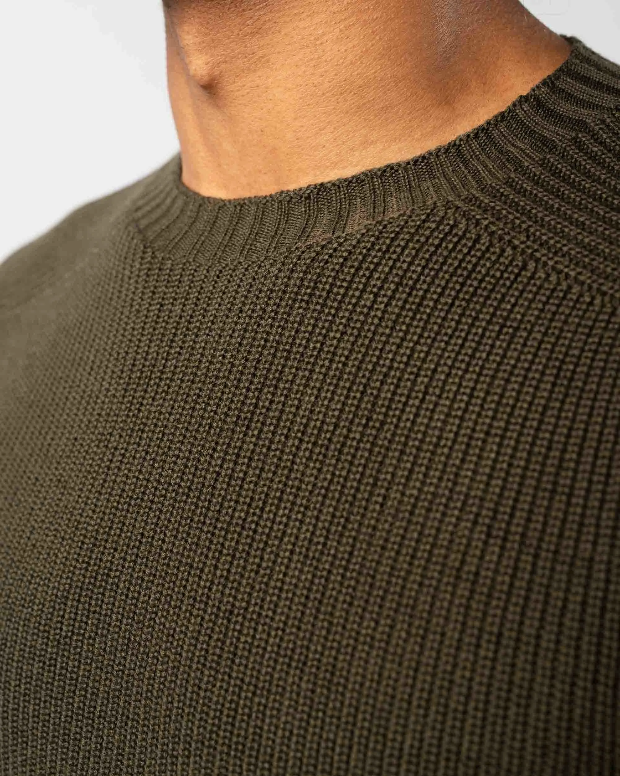 Rain Wool Ribbed Crewneck Sweater