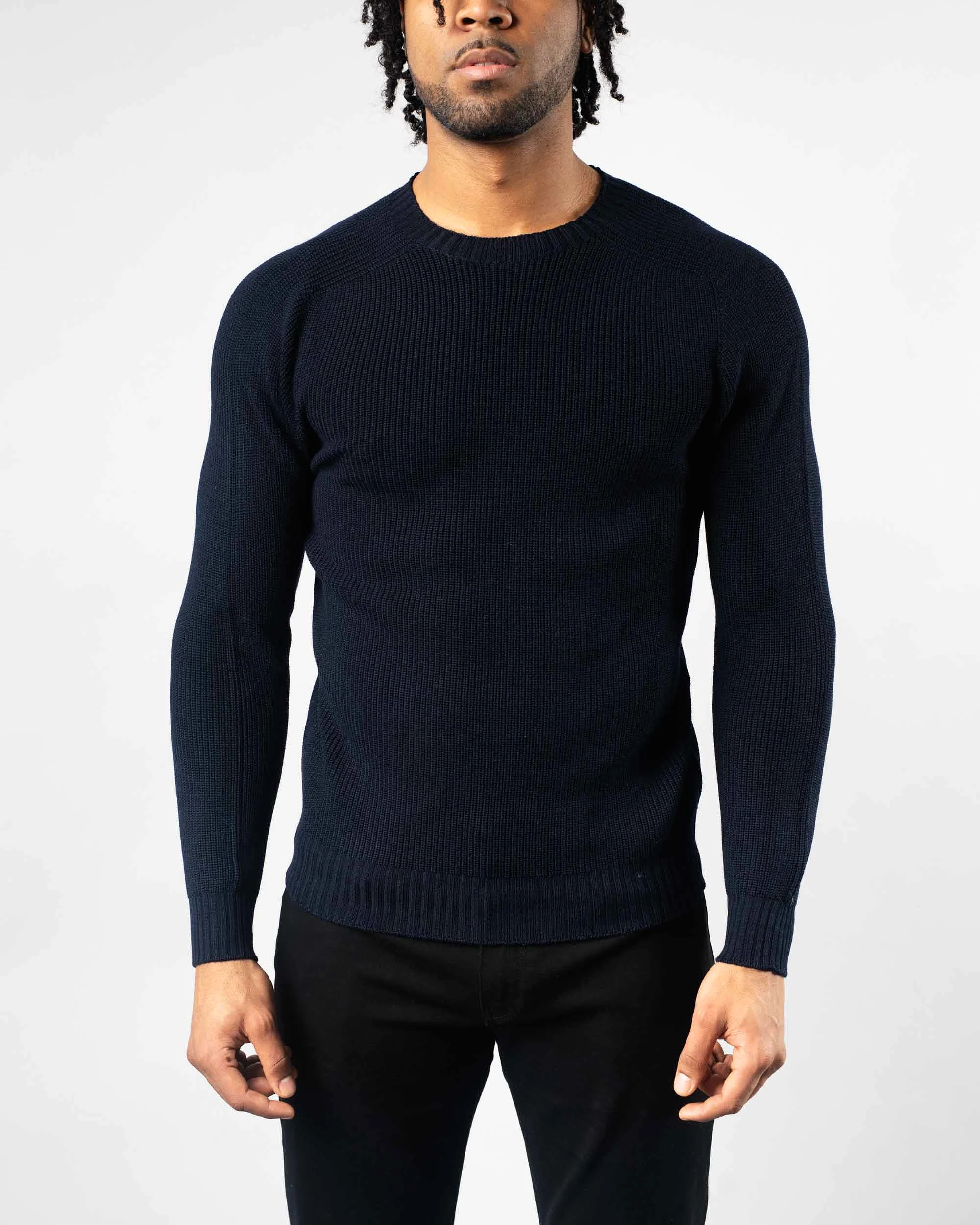 Rain Wool Ribbed Crewneck Sweater