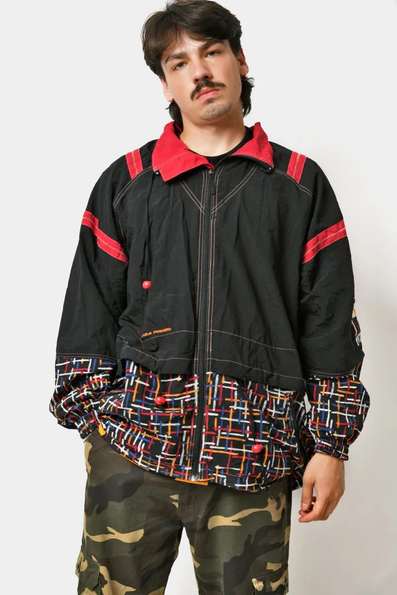 Retro windbreaker black red