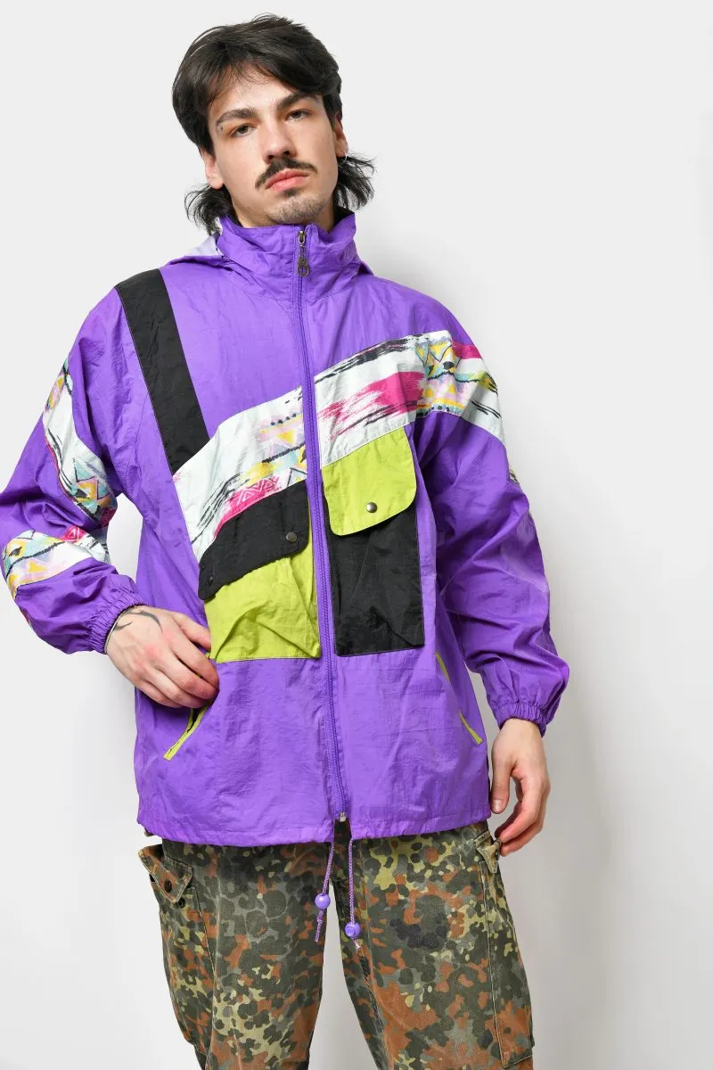 Retro windbreaker purple mens