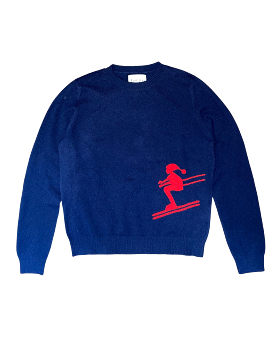 Ski Crewneck Sweater (Navy Red)