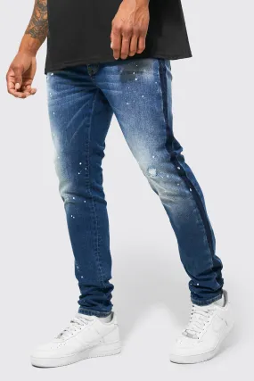 Skinny Stretch Contrast Paint Splatter Jeans | boohooMAN UK