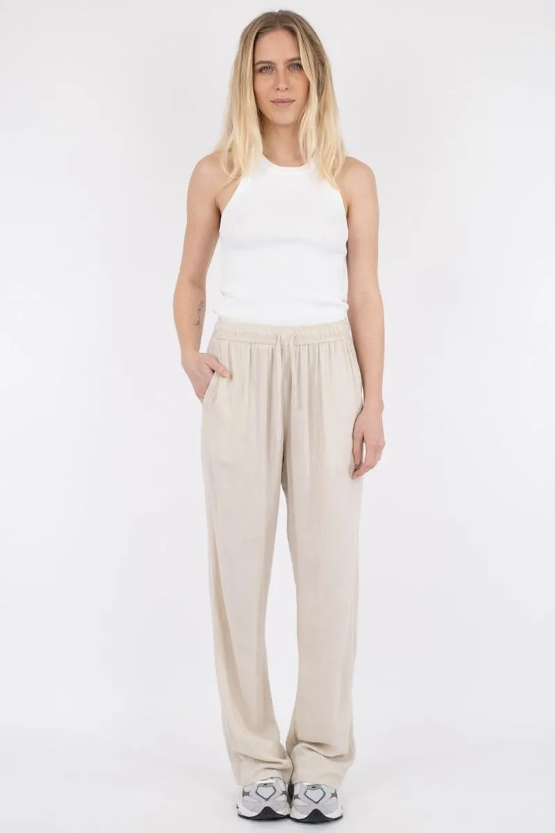 Sonar Drapy Linen Pants | Natural | Bukser fra Neo Noir