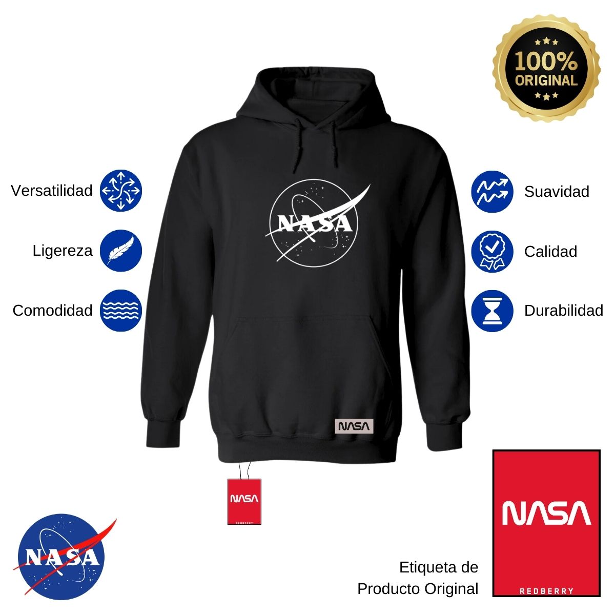 Sudadera para Mujer Hoodie Nasa Monocromático