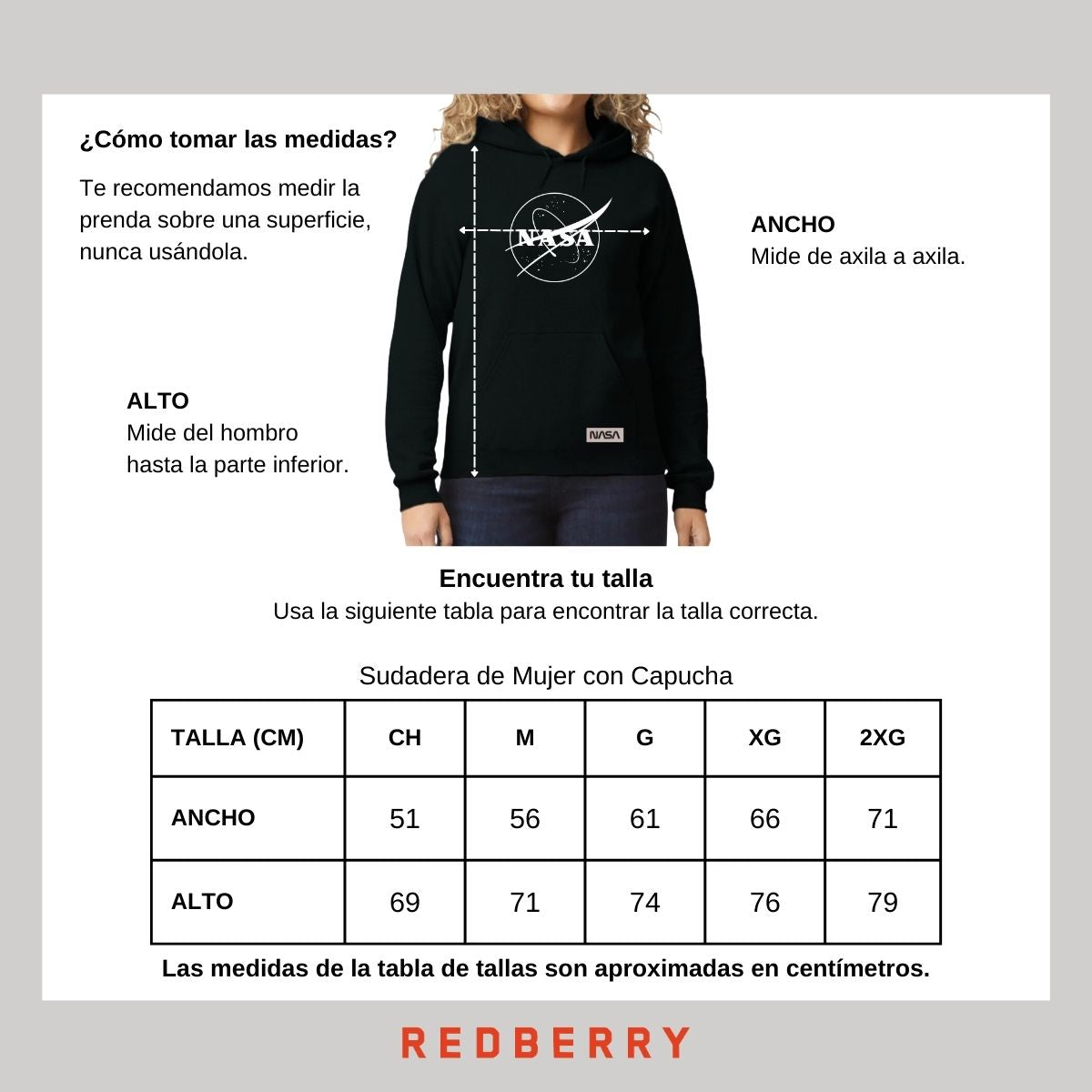 Sudadera para Mujer Hoodie Nasa Monocromático