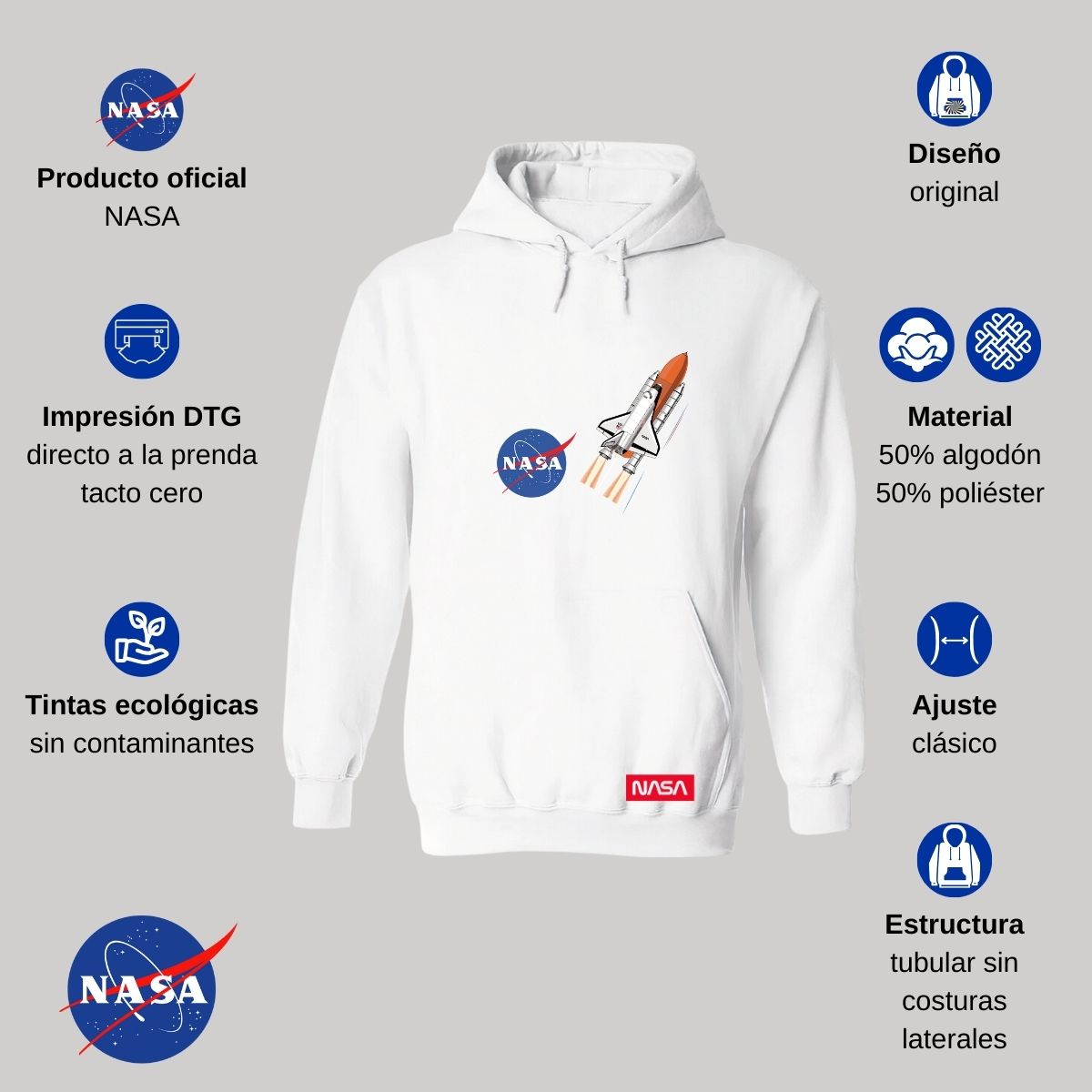 Sudadera para Mujer Hoodie Nasa Transbordador