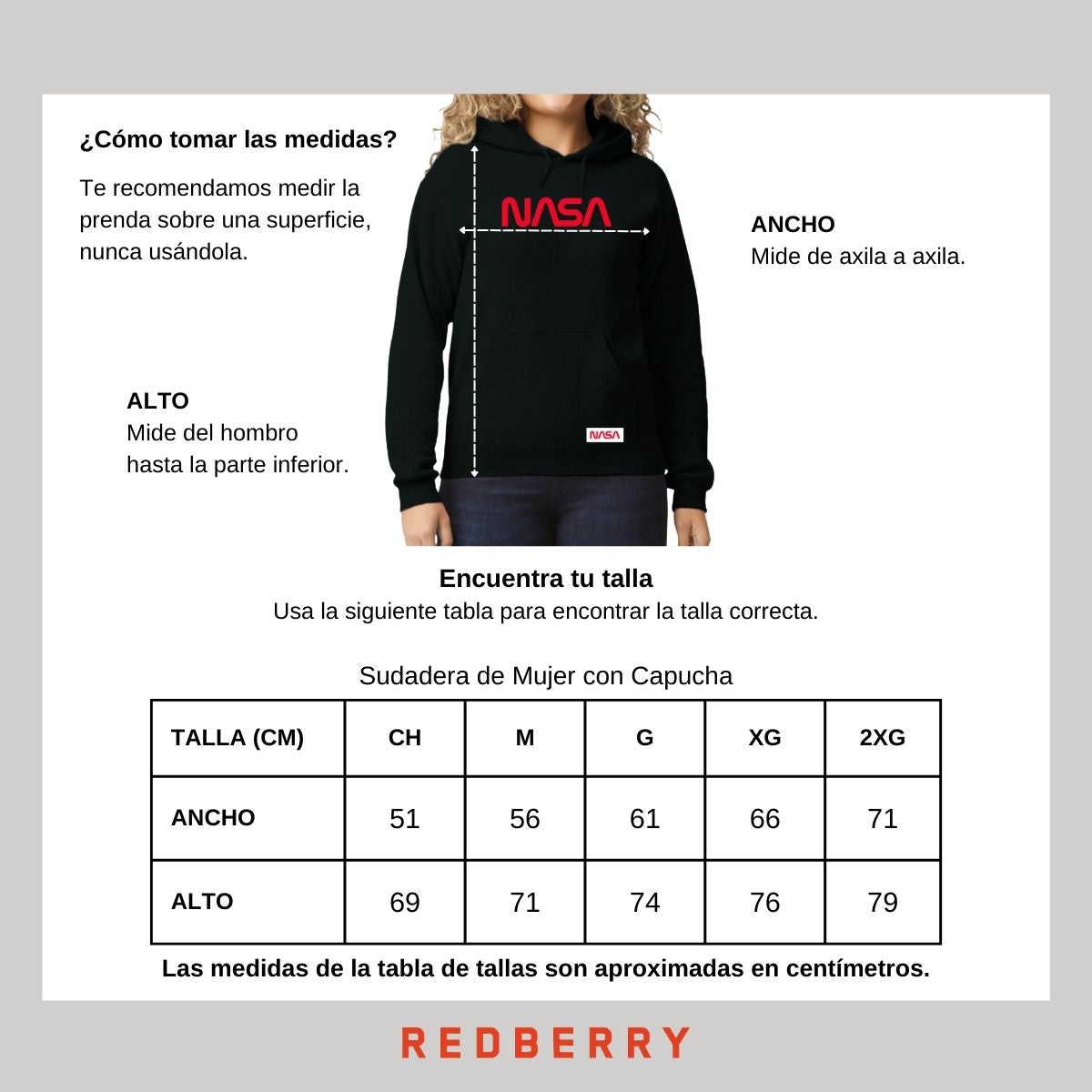 Sudadera para Mujer Hoodie Nasa Worm Red