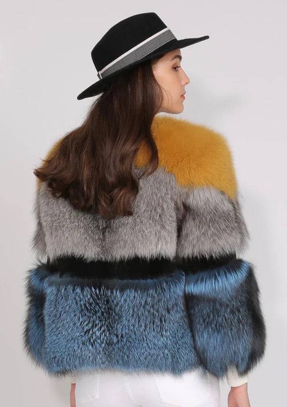 Three Color Fox Fur Coat