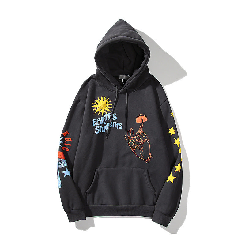 U-Neck Printed Hoodie