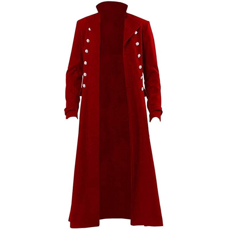 Vintage Medieval Costumes Steampunk Gothic Black Long Coat