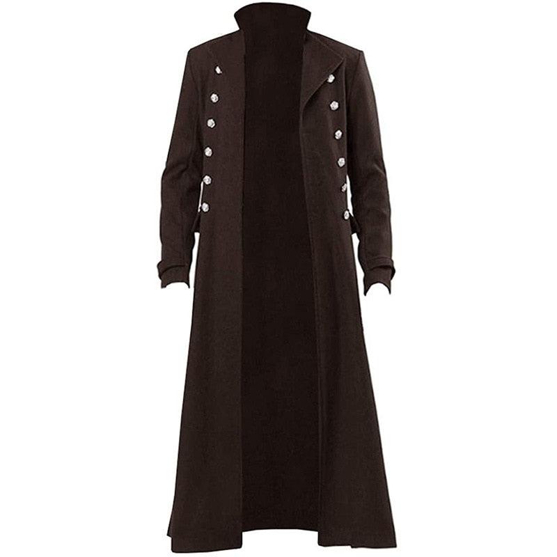 Vintage Medieval Costumes Steampunk Gothic Black Long Coat