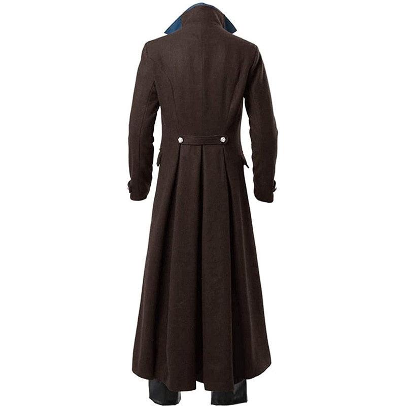 Vintage Medieval Costumes Steampunk Gothic Black Long Coat