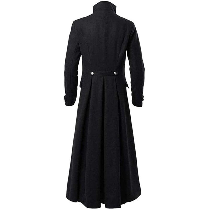 Vintage Medieval Costumes Steampunk Gothic Black Long Coat