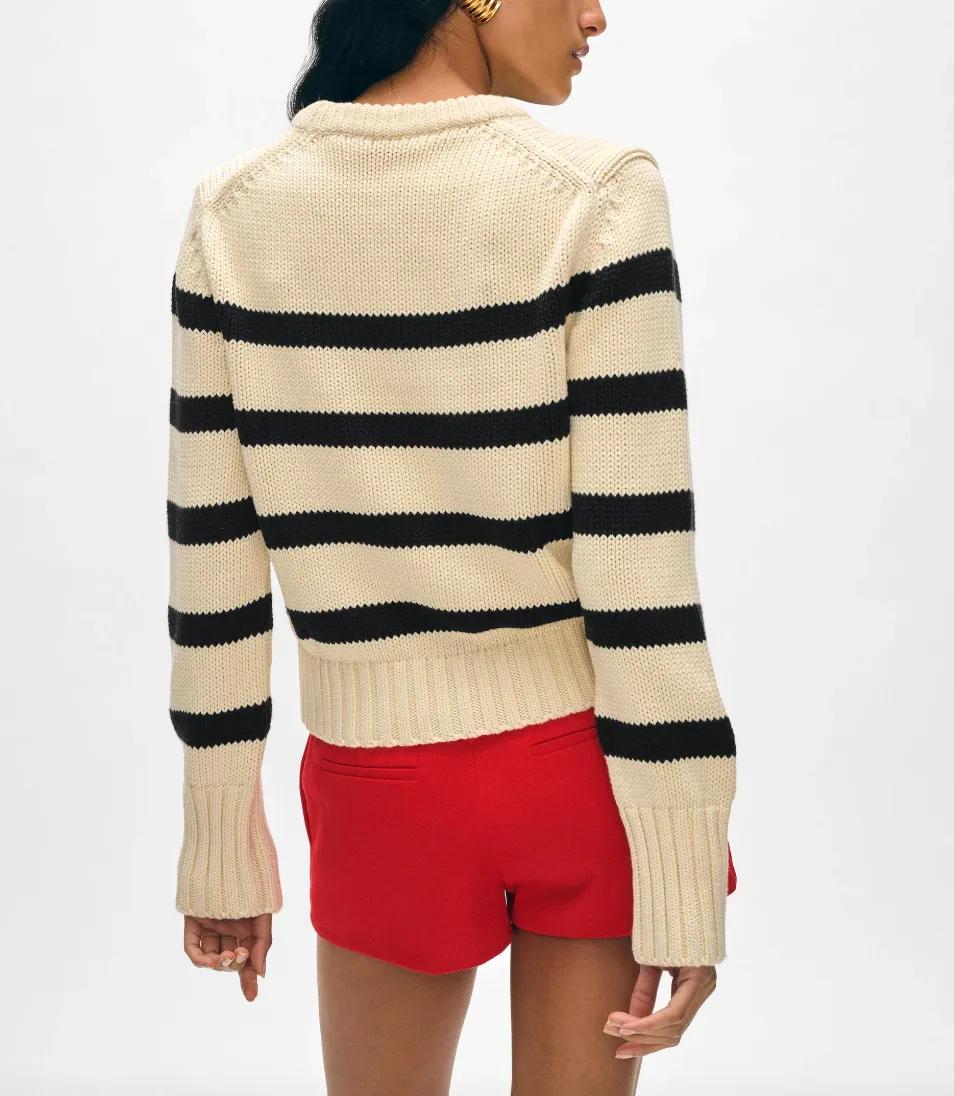 WHITE + WARREN ORGANIC COTTON STRIPED CREWNECK