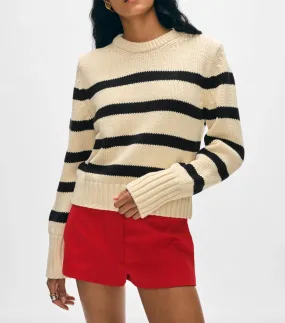 WHITE + WARREN ORGANIC COTTON STRIPED CREWNECK