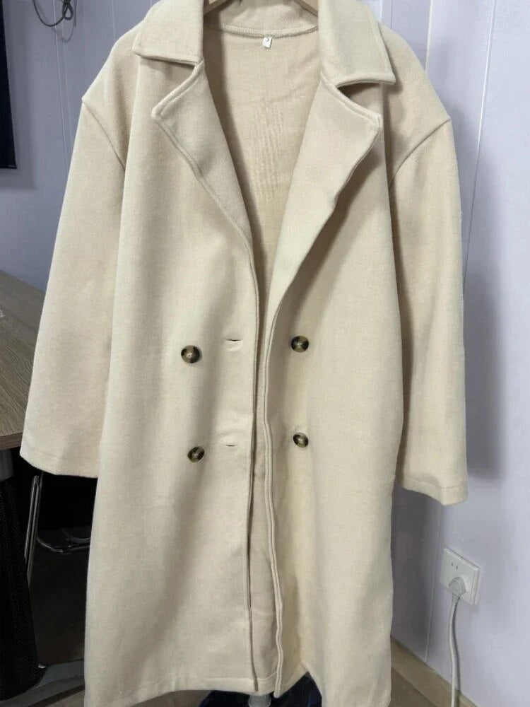 Women's Coats 2023 New in Vintage Loose Double Breasted Woolen Coats